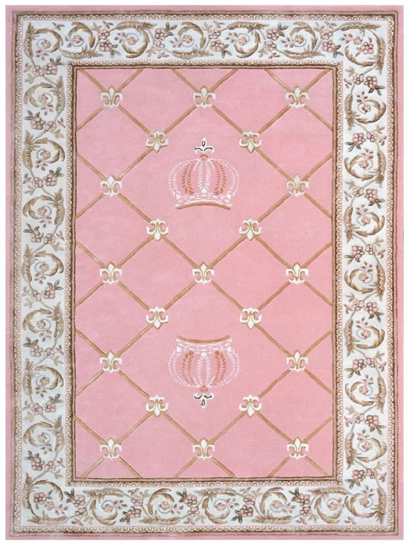 Pompöös by Casa Padrino Luxus Barock Teppich Krone von Harald Glööckler Rosa / Weiß / Braun - Verschiedene Größen
