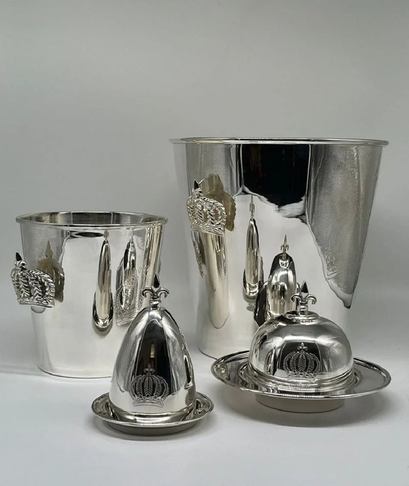 Pompöös by Casa Padrino Luxus Barock Champagnerkühler Silber H. 23 cm - designed by Harald Glööckler
