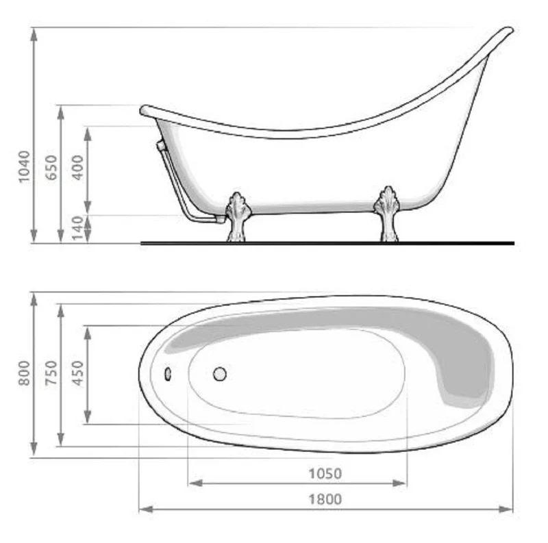 Casa Padrino Jugendstil Badewanne Lila / Weiß / Gold 180 cm - Freistehende Retro Stil Badewanne