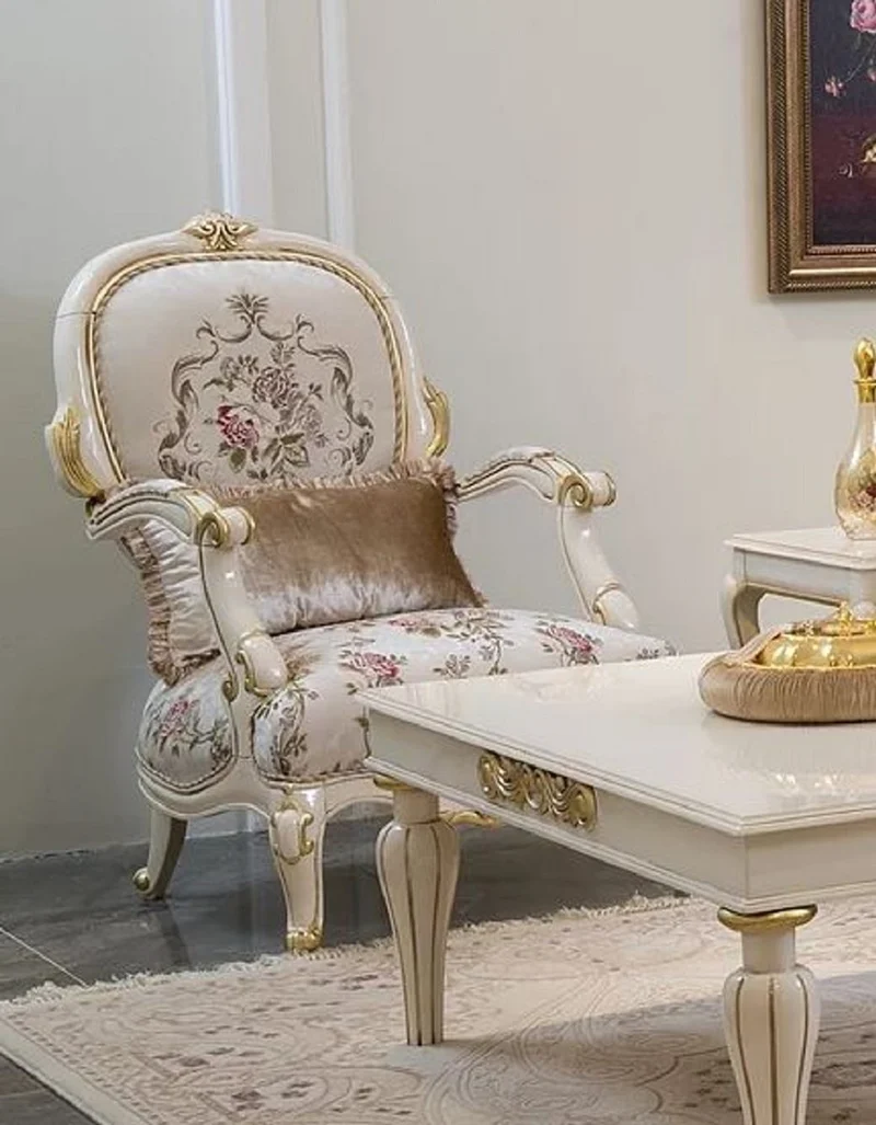 Casa Padrino Luxus Barock Wohnzimmer Set Creme / Rosa / Weiß / Gold - 2 Sofas & 2 Sessel - Handgefertigte Wohnzimmer Möbel im Barockstil - Edel & Prunkvoll