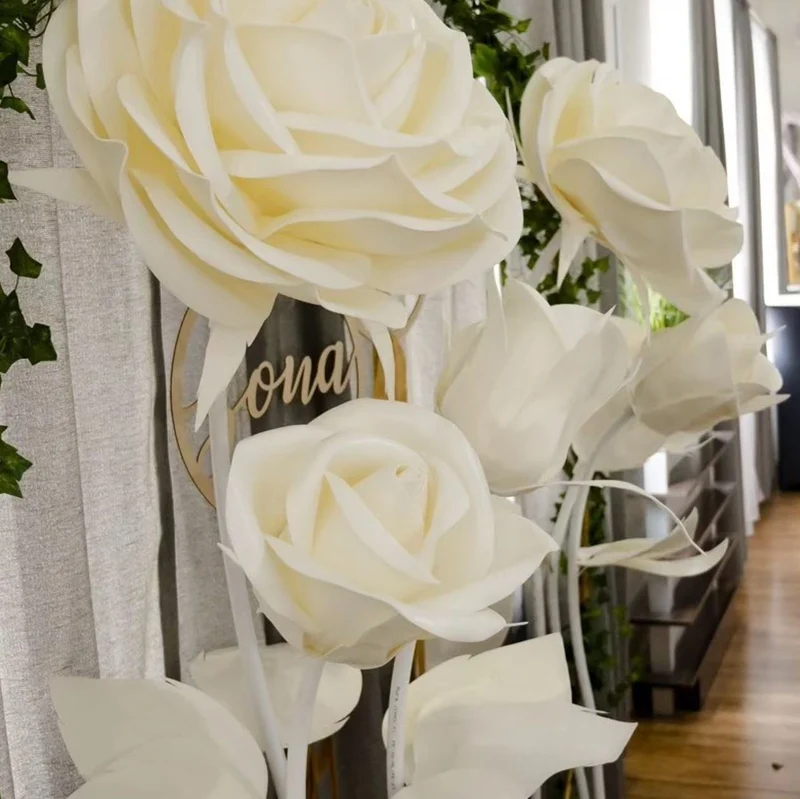 Casa Padrino Luxus XXL Deko Rose Weiß / Creme Ø 55 x H. 180 cm - Hochzeits Deko Accessoirs