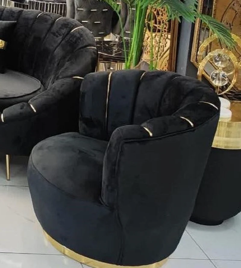 Casa Padrino Luxus Sessel Schwarz / Gold 75 x 70 x H. 80 cm - Wohnzimmer Sessel - Hotel Sessel - Wohnzimmer Möbel - Hotel Möbel - Luxus Möbel - Wohnzimmer Einrichtung - Luxus Einrichtung