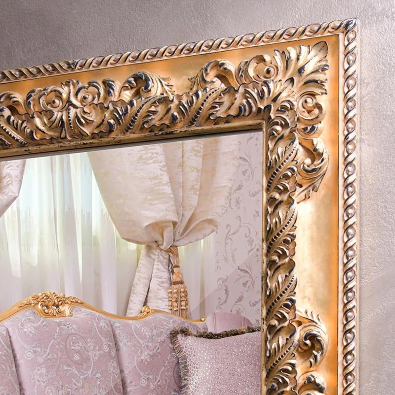 Casa Padrino Luxus Barock Spiegel Gold H. 134 cm - Rechteckiger Barockstil Wandspiegel - Made in Italy