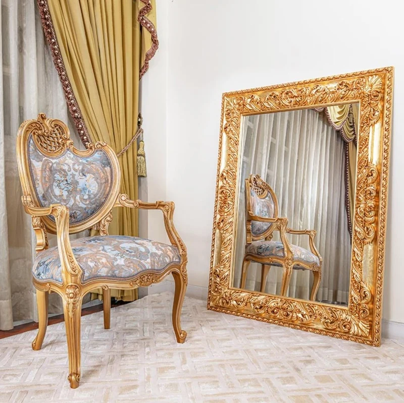 Casa Padrino Luxus Barock Spiegel Gold H. 134 cm - Rechteckiger Barockstil Wandspiegel - Made in Italy