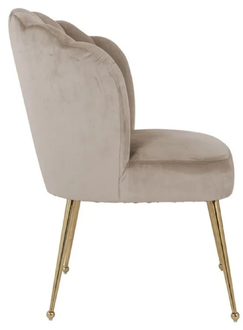 Casa Padrino Luxus Samt Esszimmer Stuhl Khaki / Gold 66 x 64 x H. 86 cm - Küchenstuhl mit Samtsoff - Esszimmer Möbel - Küchen Möbel - Luxus Möbel