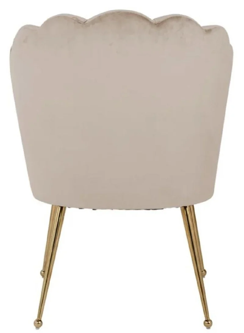 Casa Padrino Luxus Samt Esszimmer Stuhl Khaki / Gold 66 x 64 x H. 86 cm - Küchenstuhl mit Samtsoff - Esszimmer Möbel - Küchen Möbel - Luxus Möbel