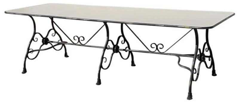 Casa Padrino Jugendstil Garten Esstisch Antik Creme / Antik Braun 250 x 90 x H. 75 cm - Nostalgischer Schmiedeeisen Gartentisch - Jugendstil Schmiedeeisen Garten Möbel - Nostalgische Garten Möbel