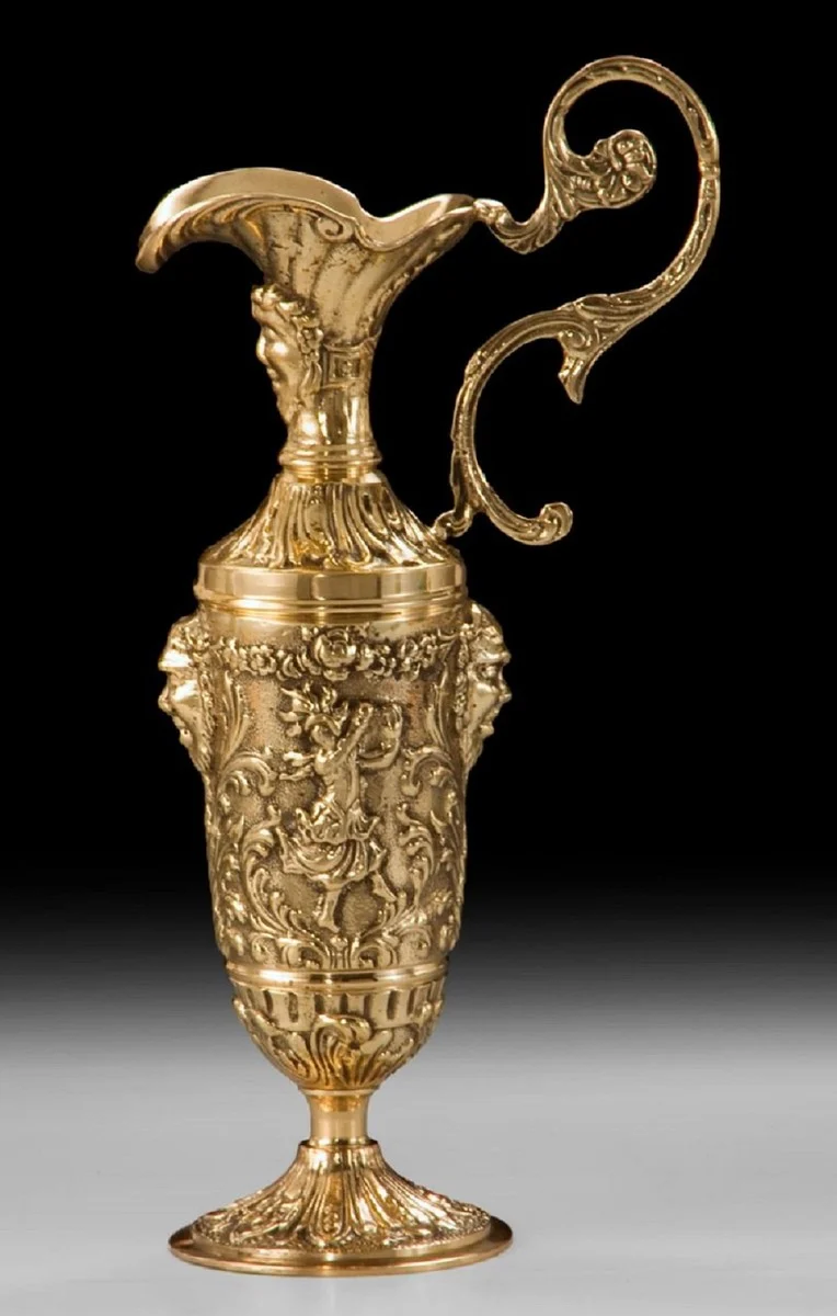 Casa Padrino Luxus Barock Vase in Weinkrug Form Gold 18 x H. 36 cm - Handgefertigte Bronze Blumenvase - Barock Deko Accessoires - Barock Interior - Barock Möbel - Edel & Prunkvoll