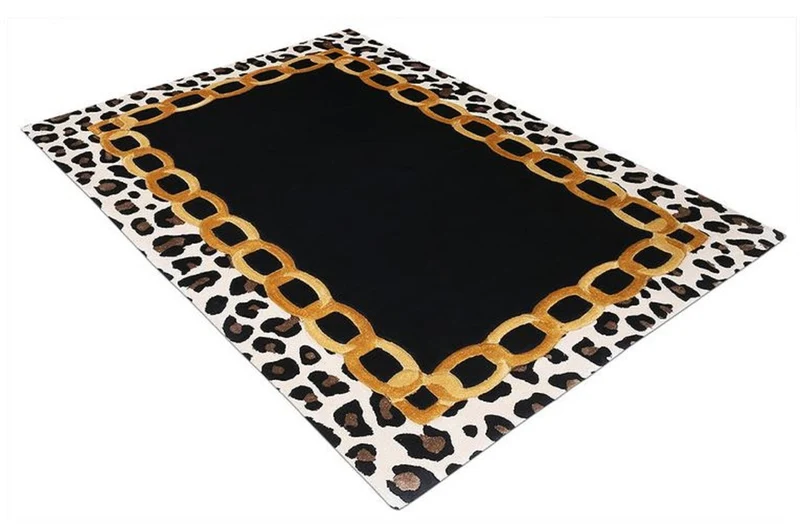 Casa Padrino Luxus Teppich mit Leoparden Design Mehrfarbig 160 x 230 cm - Rechteckiger Wohnzimmer Teppich - Handgetufteter Schlafzimmer Teppich - Luxus Interior - Luxus Qualität