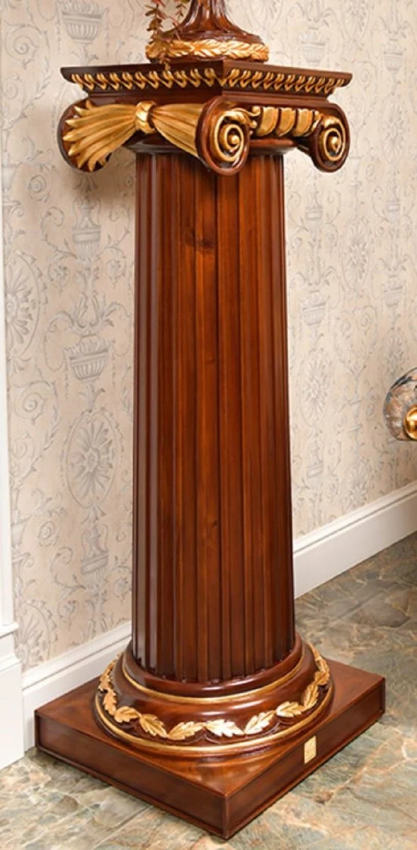 Casa Padrino Luxus Barock Säule Dunkelbraun / Gold H. 120 cm - Barock Möbel - Made in Italy