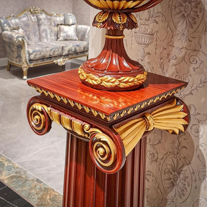Casa Padrino Luxus Barock Säule Dunkelbraun / Gold H. 120 cm - Barock Möbel - Made in Italy