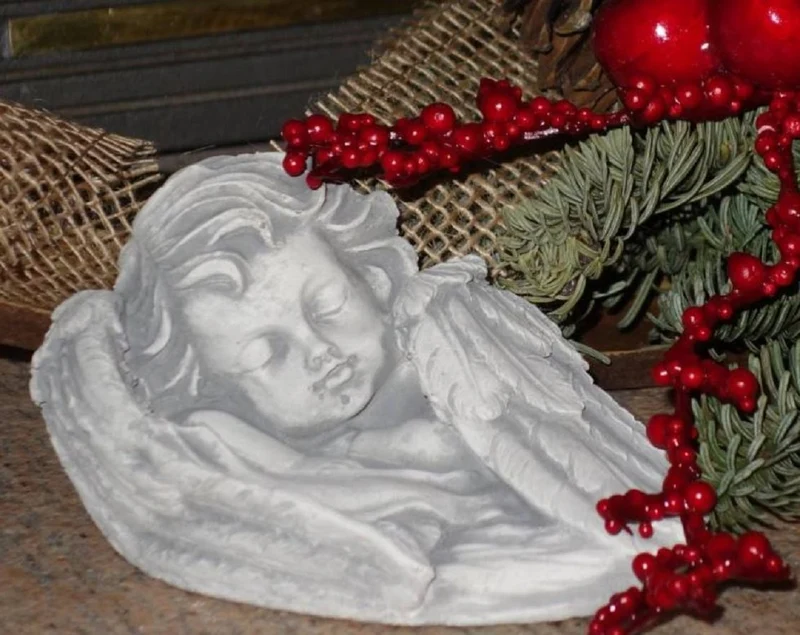 Casa Padrino Jugendstil Deko Skulptur Engel Grau 13 x 9 x H. 7 cm - Elegante Deko Stein Figur - Wohnzimmer Deko - Garten Deko - Barock & Jugendstil Deko Accessoires