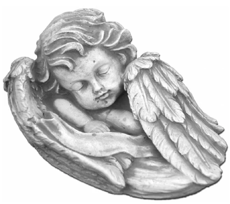 Casa Padrino Jugendstil Deko Skulptur Engel Grau 13 x 9 x H. 7 cm - Elegante Deko Stein Figur - Wohnzimmer Deko - Garten Deko - Barock & Jugendstil Deko Accessoires