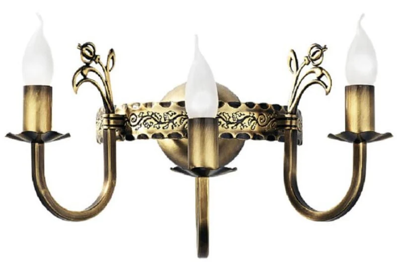 Casa Padrino Barock Wandleuchte Messing mit Patina 42 x 20 x H. 25 cm - Barockstil Metall Wandlampe - Barock Leuchten - Edel & Prunkvoll