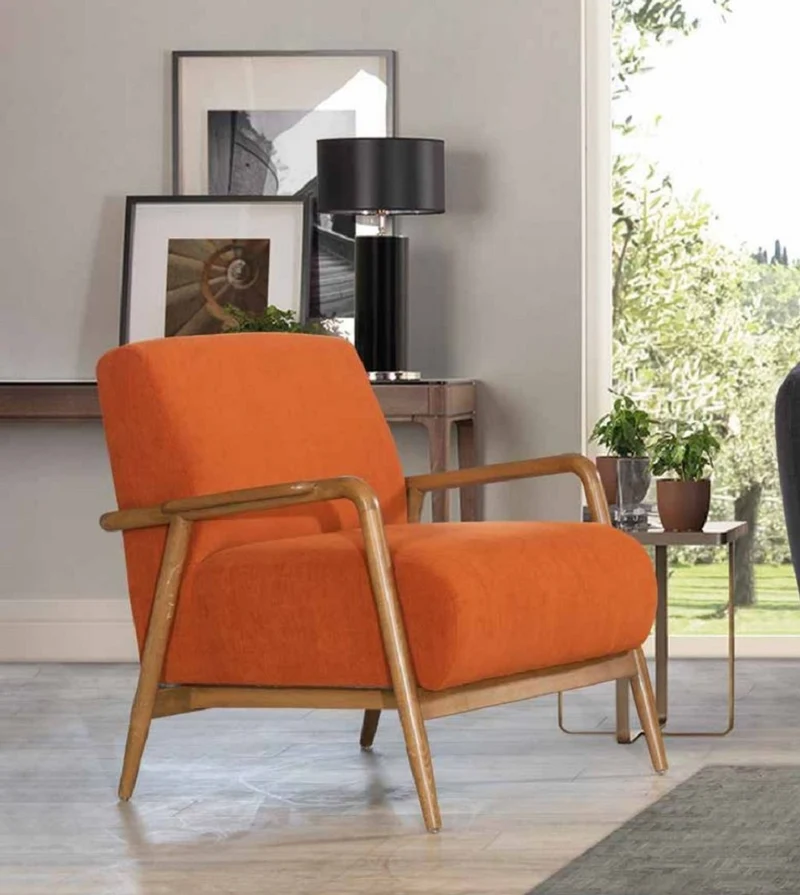 Casa Padrino Luxus Sessel Orange / Braun 90 x 75 x H. 65 cm - Wohnzimmer Sessel - Hotel Sessel - Wohnzimmer Möbel - Hotel Möbel - Luxus Möbel - Luxus Einrichtung