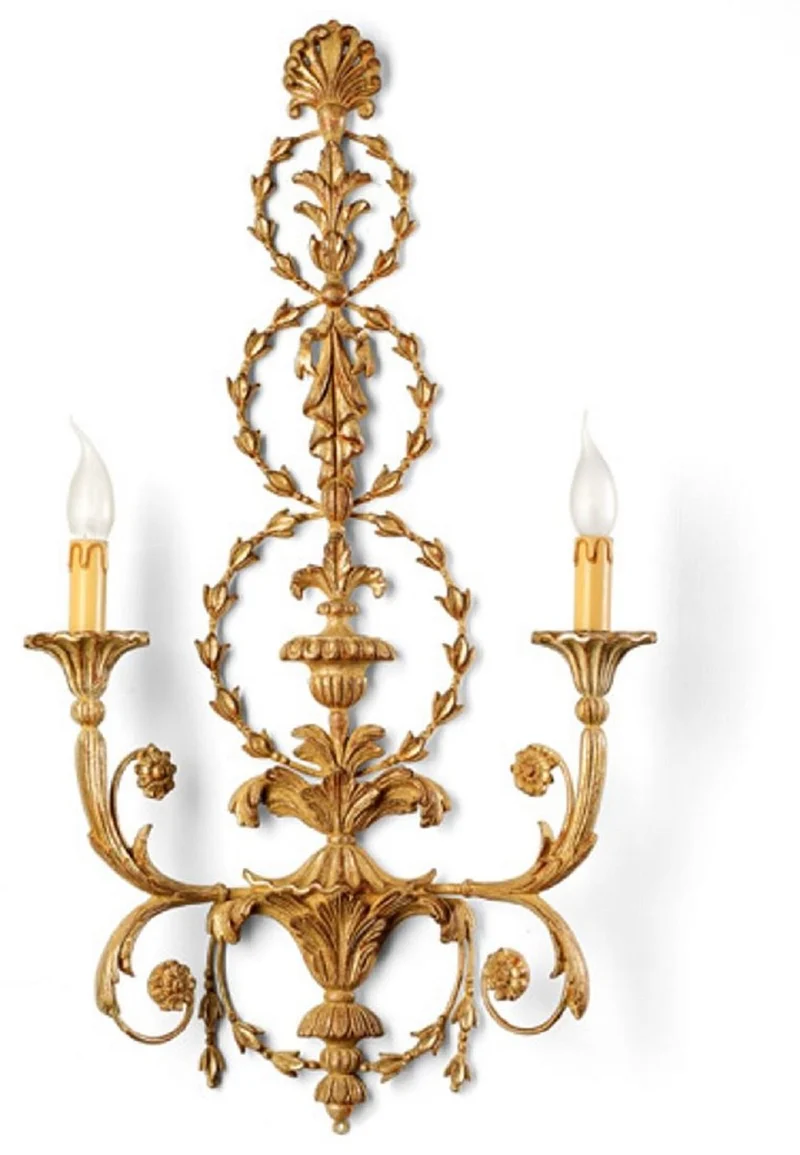 Casa Padrino Luxus Barock Doppel Wandleuchte Antik Beige / Silber H. 81 cm - Made in Italy