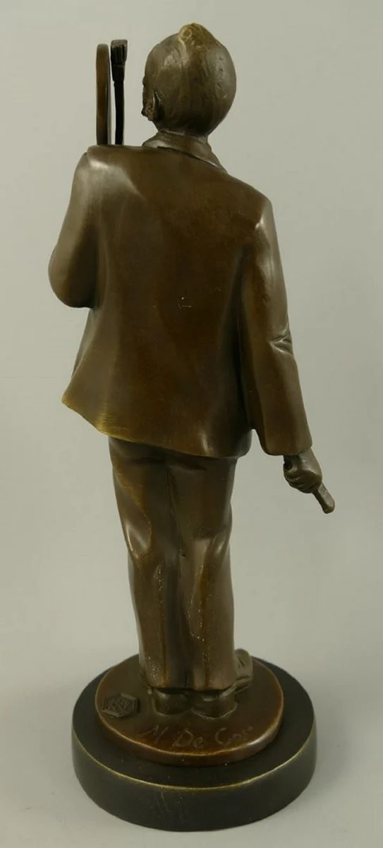 Casa Padrino Luxus Jugendstil Bronze Skulptur Vincent van Gogh Bronze / Schwarz 10 x 9 x H. 26 cm - Bronze Figur mit Marmorsockel - Dekofigur - Deko Accessoires