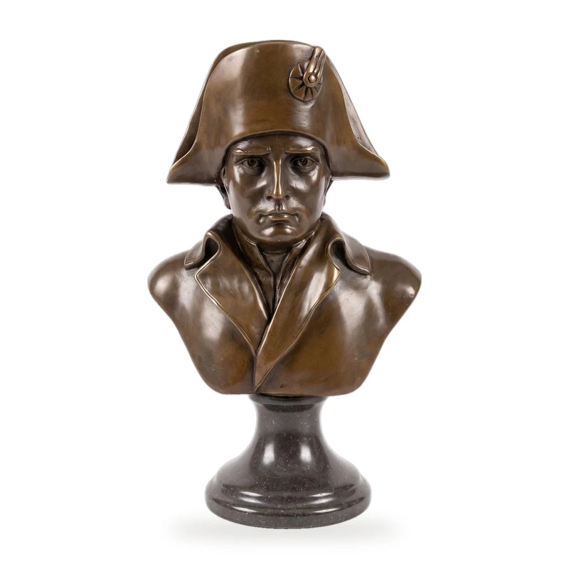 Casa Padrino Luxus Jugendstil Bronze Skulptur Napoleon Bronze / Schwarz 15 x 10 x H. 25 cm - Bronze Büste mit Marmorsockel - Bronzefigur - Dekofigur - Deko Accessoires