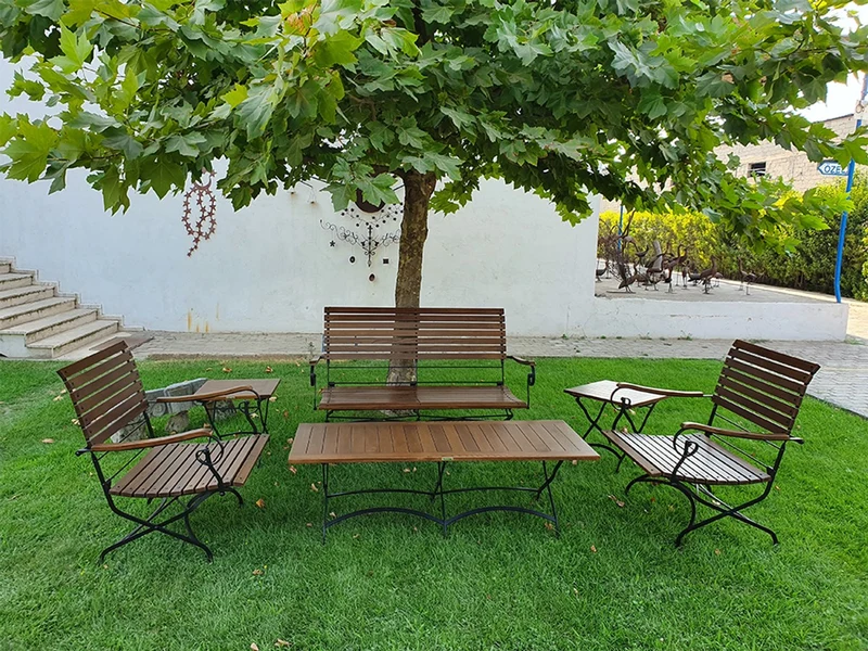 Casa Padrino Jugendstil Garten Couchtisch Braun / Schwarz 150 x 60 x H. 48 cm - Klappbarer Gartentisch - Barock & Jugendstil Gastronomie & Garten Möbel