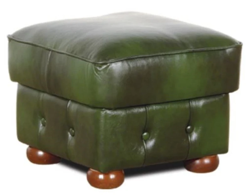 Casa Padrino Luxus Chesterfield Leder Hocker Grün / Braun 50 x 50 x H. 50 cm - Echtleder Fußhocker - Echtleder Würfelhocker - Chesterfield Wohnzimmer - Echtleder Möbel - Luxus Möbel