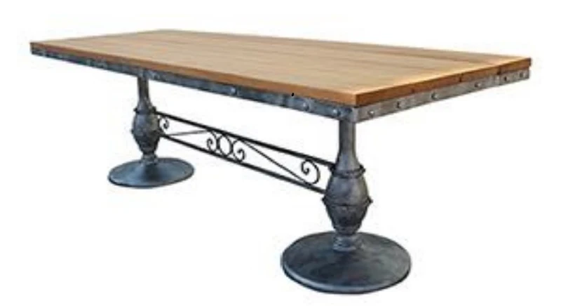 Casa Padrino Jugendstil Garten Esstisch Braun / Schwarz 140 x 80 x H. 76 cm - Rechteckiger Gartentisch mit Massivholz Tischplatte - Jugendstil Gastronomie & Garten Möbel