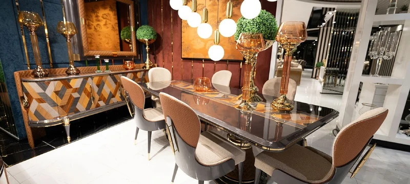 Casa Padrino Luxus Art Deco Möbel Set Mehrfarbig / Braun / Grau / Gold - 1 Luxus Art Deco Sideboard mit 4 Türen & 1 Luxus Art Deco Spiegel - Luxus Art Deco Möbel