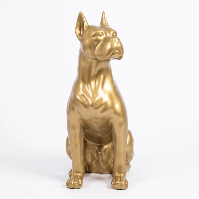 Casa Padrino Luxus Deko Figur Boxer Hund Gold H. 65 cm - Wetterbeständige Deko Skulptur - Wohnzimmer Deko - Garten Deko - Luxus Deko Tierfigur