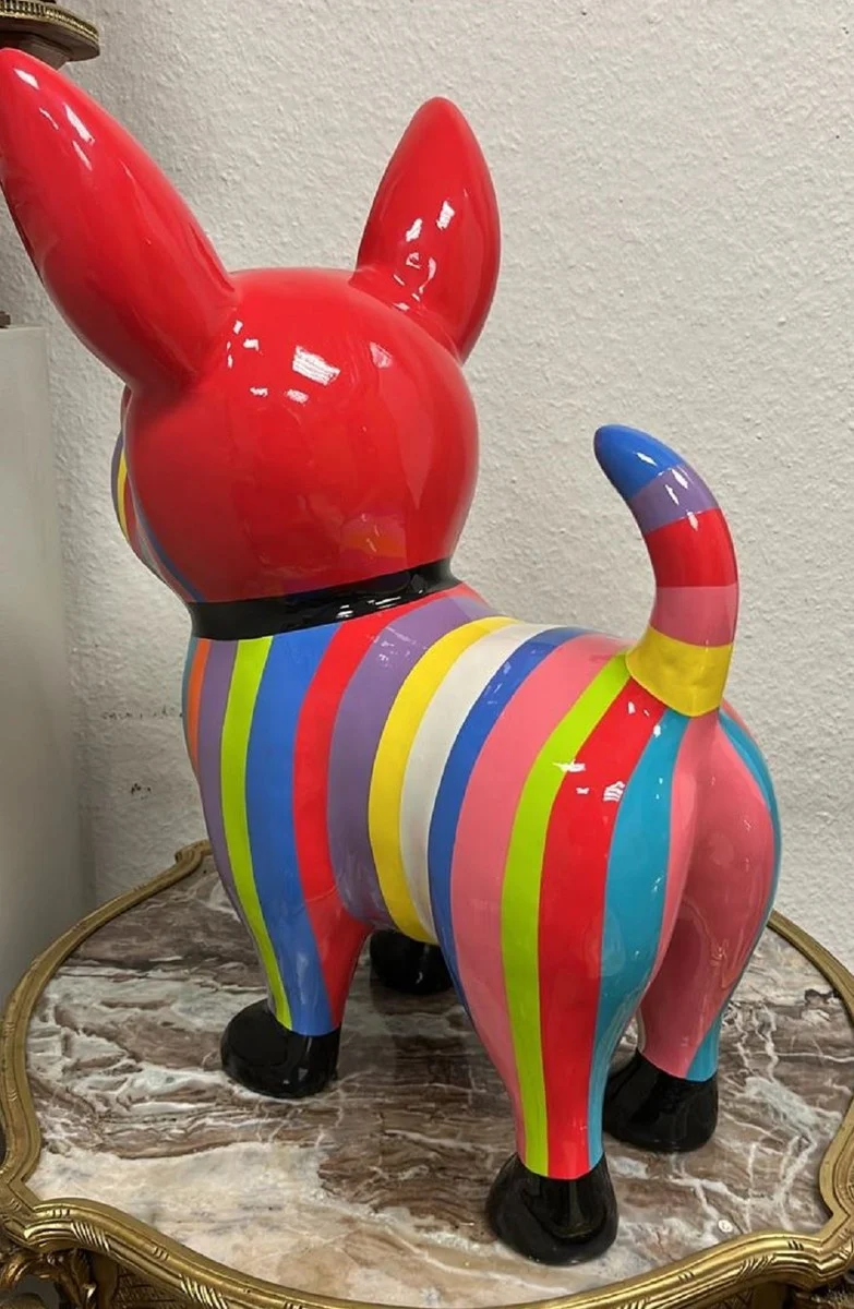 Casa Padrino Luxus Deko Figur Chihuahua Hund Bunt H. 55 cm - Wetterbeständige Deko Skulptur - Wohnzimmer Deko - Garten Deko - Luxus Deko Tierfigur