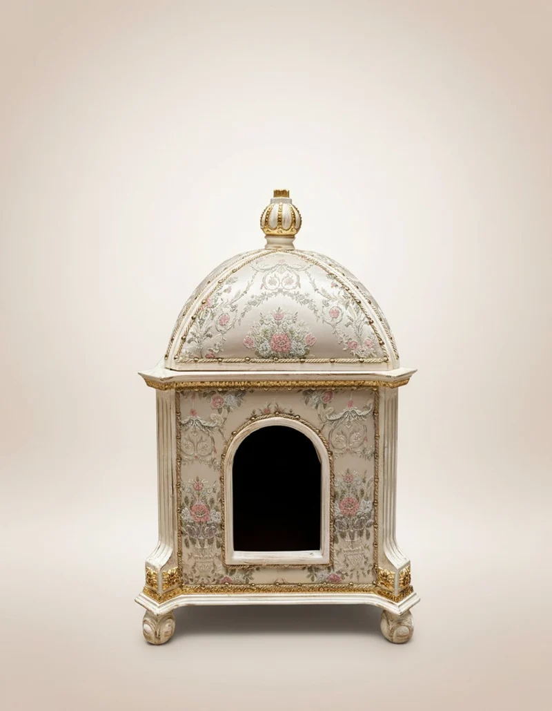 Pompöös by Casa Padrino Barock Katzenhaus Provence Silber / Cremeweiß / Gold - designed by Harald Glööckler