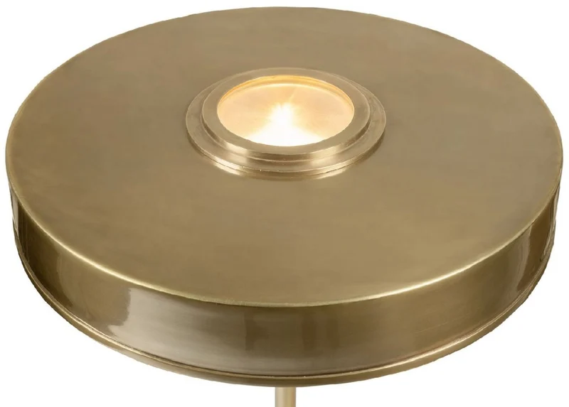 Casa Padrino Luxus Art Deco Tischleuchte Antik Messing Ø 38 x H. 53 cm - Runde Messing Schreibtischleuchte - Luxus Leuchten - Luxus Interior