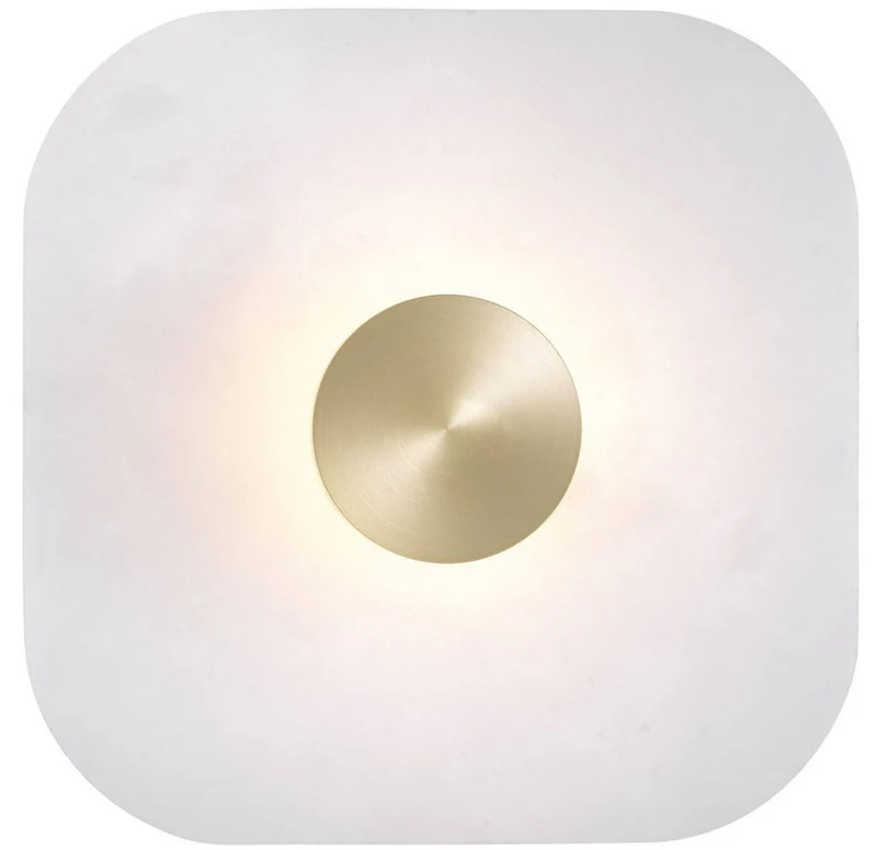 Casa Padrino Luxus LED Wandleuchte Alabaster / Hell Messing 28 x 10 x H. 28 cm