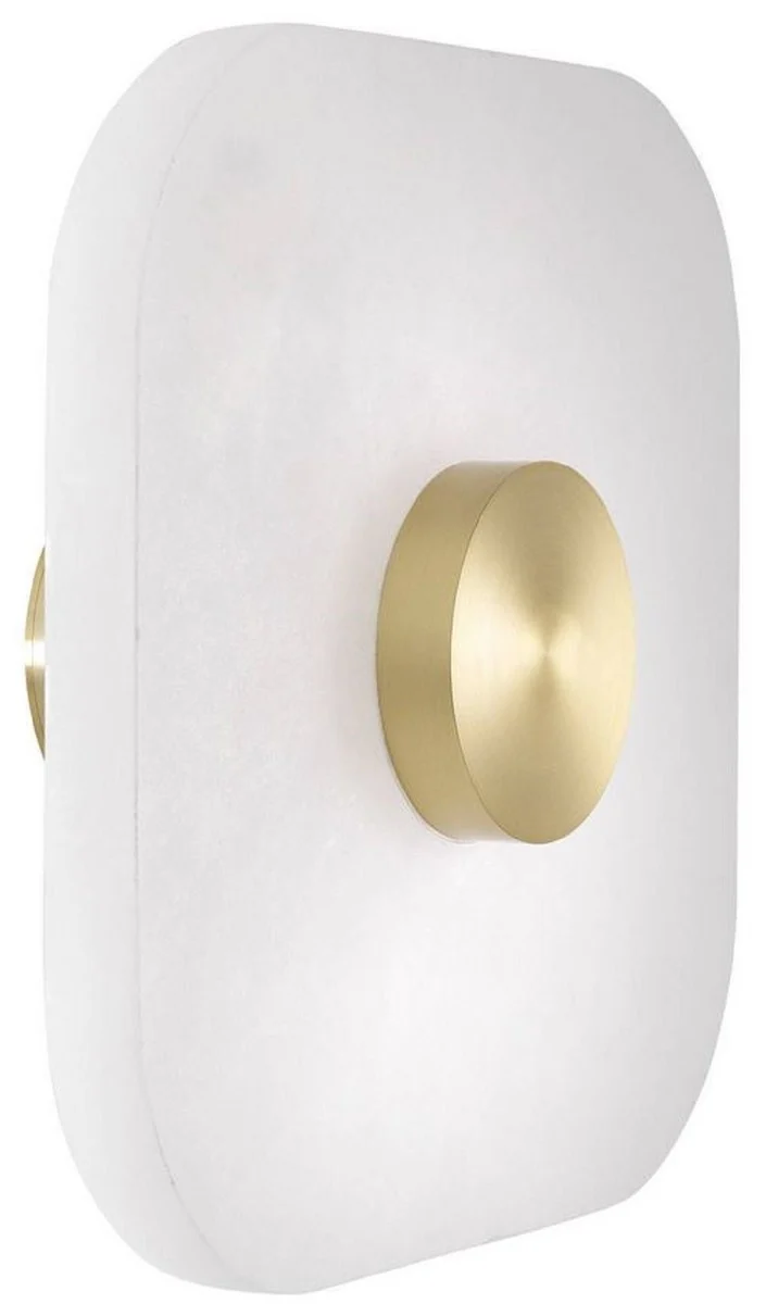 Casa Padrino Luxus LED Wandleuchte Alabaster / Hell Messing 28 x 10 x H. 28 cm