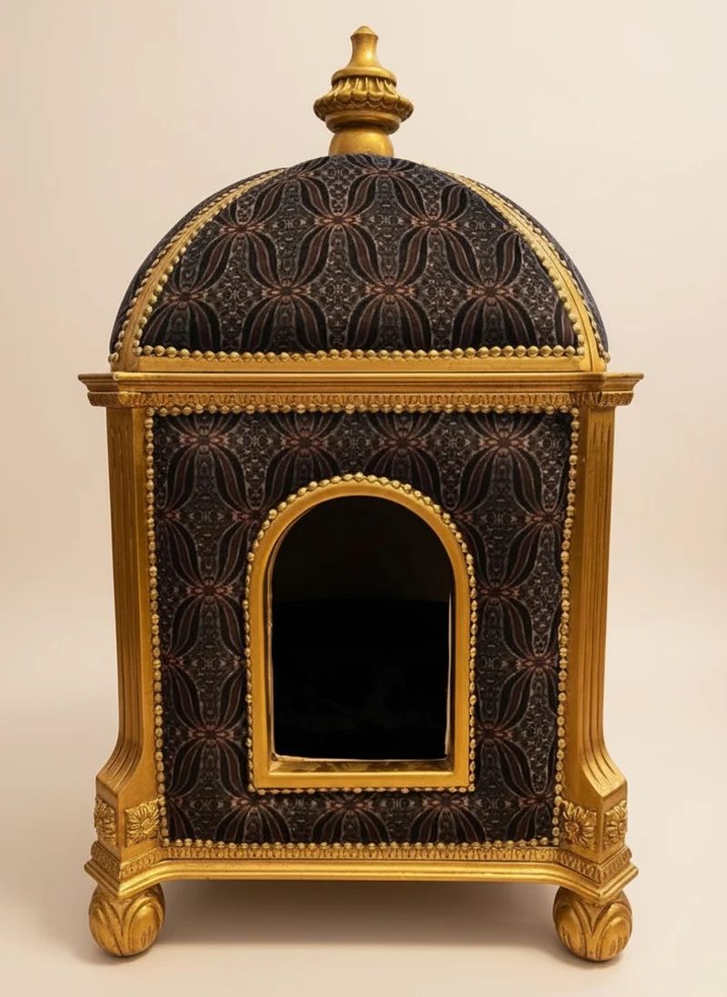Pompöös by Casa Padrino Barock Katzenhaus Lila / Gold - Pompööser Katzen Tempel designed by Harald Glööckler - Pompööse Tiermöbel im Barockstil
