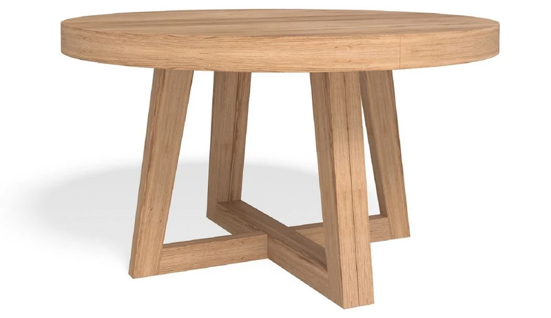 Casa Padrino Luxus Esstisch Naturfarben 140-320 x 140 x H. 77 cm - Runder ausziehbarer Massivholz Konferenztisch - Esszimmer Möbel - Büro Möbel - Massivholz Möbel - Luxus Möbel