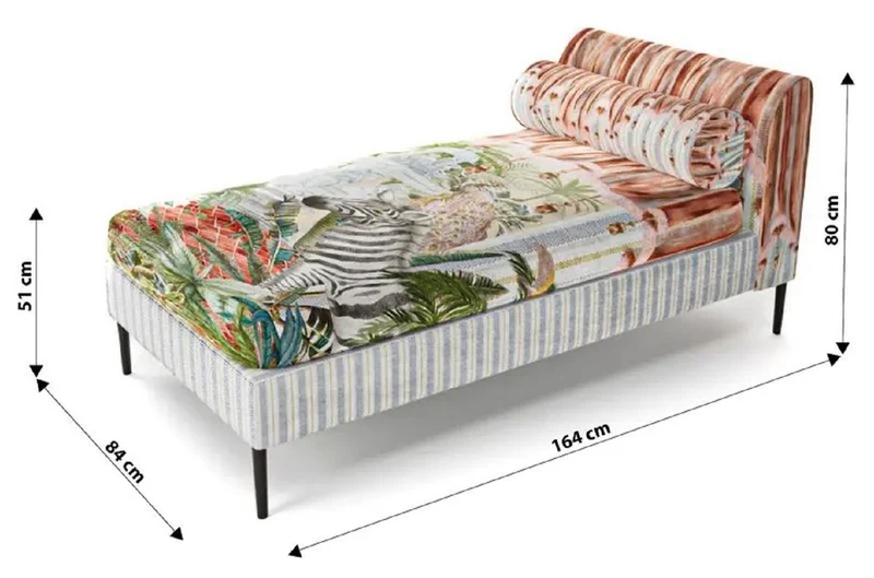 Casa Padrino Luxus Chaiselongue Mehrfarbig / Schwarz 84 x 164 x H. 80 cm - Wohnzimmer Liegesessel - Recamiere - Wohnzimmer Möbel - Luxus Möbel
