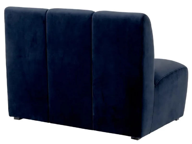 Casa Padrino Luxus Samt Sofa Element Mitternachtsblau / Schwarz 108,5 x 94,5 x H. 83 cm - Erweiterbares Wohnzimmer Sofa - Wohnzimmer Möbel - Luxus Möbel
