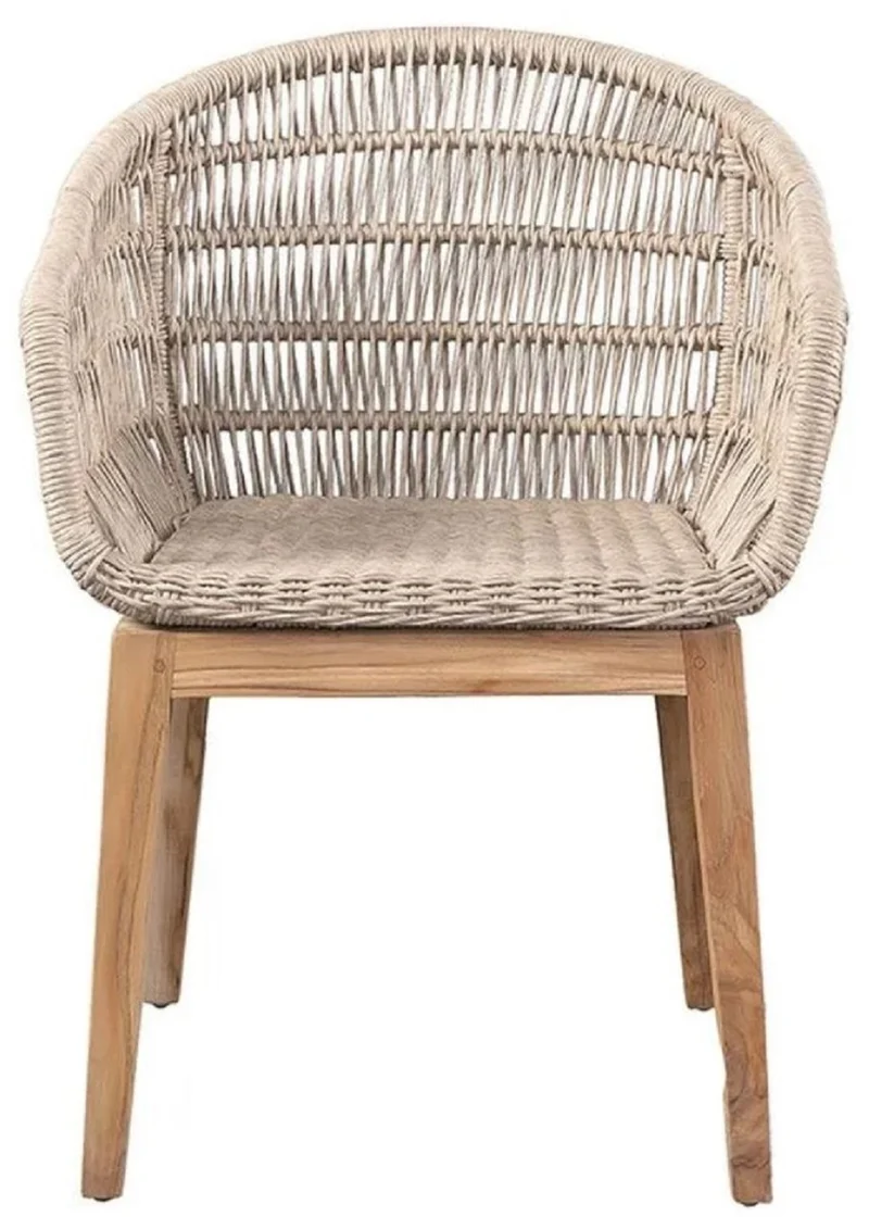 Casa Padrino Luxus Esszimmer Stuhl Grau / Naturfarben 60 x 60 x H. 80 cm - Luxus Garten Stuhl mit edlem Rattangeflecht - Esszimmer Möbel - Garten Möbel - Rattan Möbel - Luxus Möbel