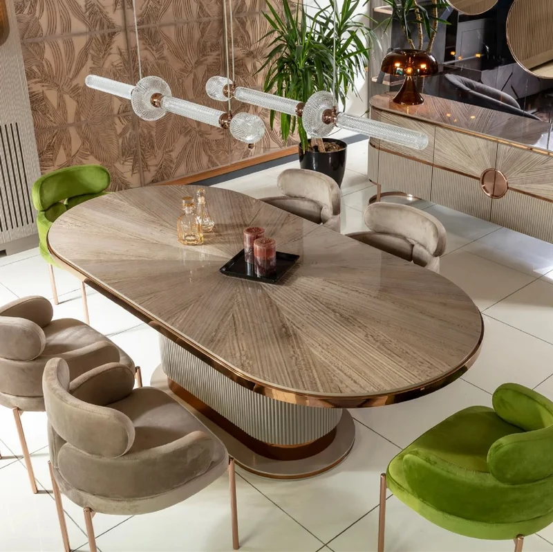 Casa Padrino Luxus Esszimmer Set Grau / Grün / Kupfer