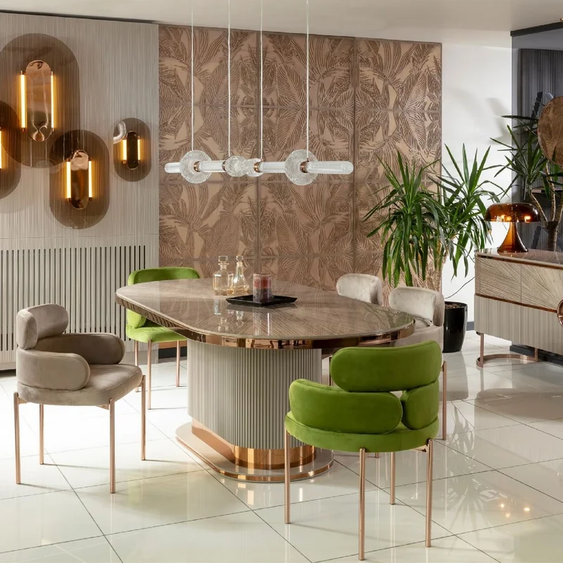 Casa Padrino Luxus Esszimmer Set Grau / Grün / Kupfer