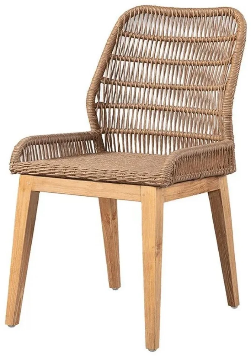 Casa Padrino Luxus Esszimmer Stuhl 8er Set Braun / Naturfarben 50 x 60 x H. 90 cm - Luxus Garten Stühle mit edlem Rattangeflecht - Esszimmer Möbel - Garten Möbel - Rattan Möbel - Luxus Möbel