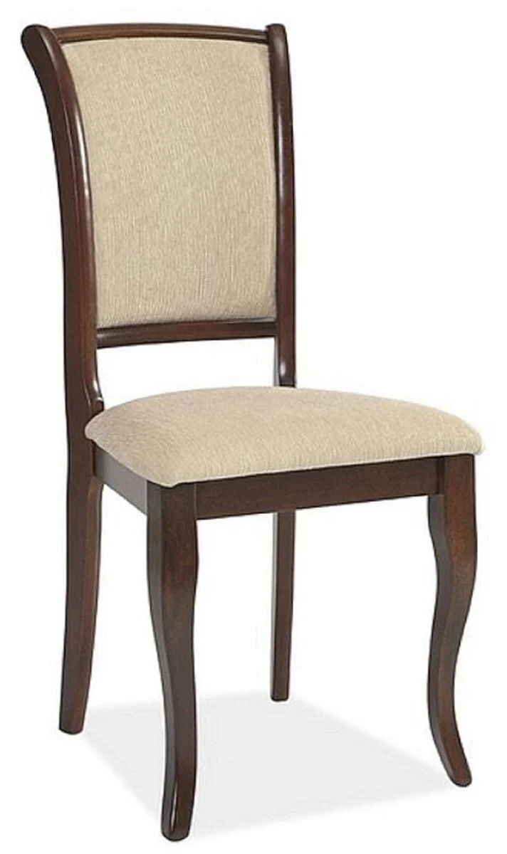 Casa Padrino Jugendstil Esszimmer Stuhl 8er Set Creme / Dunkelbraun 44 x 44 x H. 96 cm - Elegante Massivholz Küchen Stühle - Barock & Jugendstil Esszimmer Möbel