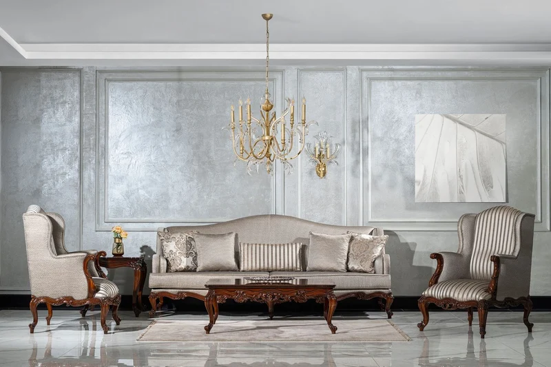 Casa Padrino Luxus Barock Wohnzimmer Sofa Silber / Braun - Handgefertigtes Barockstil Sofa mit dekorativen Kissen - Luxus Wohnzimmer Möbel im Barockstil - Barock Möbel - Edel & Prunkvoll