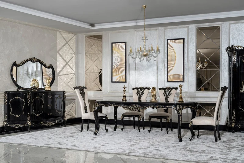 Casa Padrino Luxus Barock Esszimmer Stuhl Creme / Schwarz / Gold - Prunkvoller Barockstil Küchen Stuhl - Luxus Esszimmer Möbel im Barockstil - Barock Möbel - Edel & Prunkvoll