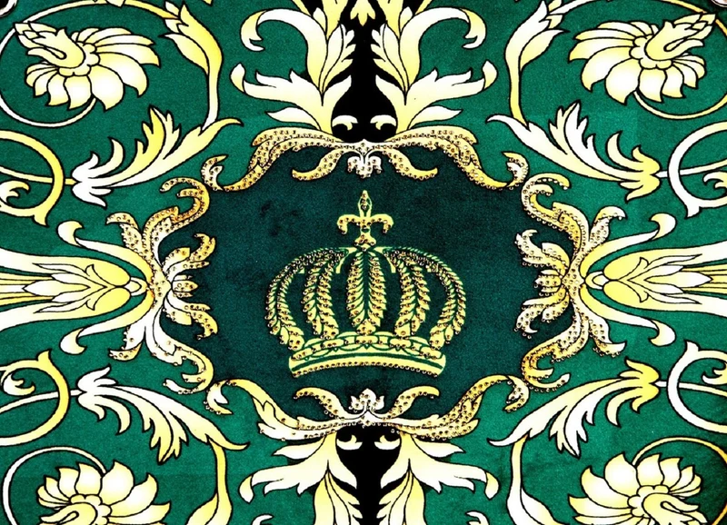 Pompöös by Casa Padrino Damen Luxus Handtaschen Set Baroque Flowers mit Krone und Strass Steine Grün / Schwarz / Gold - Pompööse Damen Handtaschen designed by Harald Glööckler