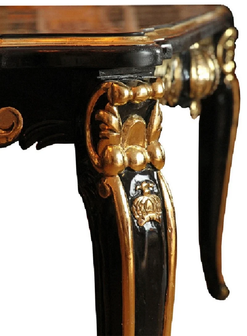 Pompöös by Casa Padrino Barock Luxus Esszimmer Set Grün / Schwarz / Gold - 1 Barock Esstisch mit Glasplatte und 6 Barock Esszimmerstühle designed by Harald Glööckler - Pompööse Barock Möbel