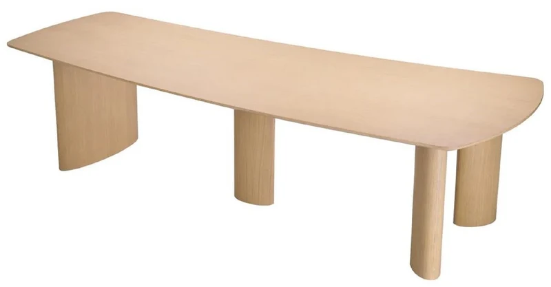 Casa Padrino Luxus Esstisch Naturfarben 300 x 120 x H. 76,5 cm - Massivholz Küchentisch mit leicht gebogener Tischplatte - Esszimmer Möbel - Küchen Möbel - Luxus Möbel - Luxus Einrichtung