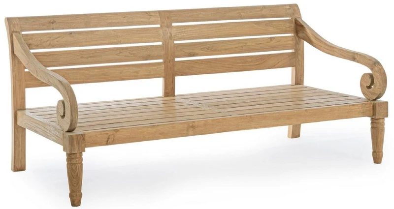 Casa Padrino Luxus Gartensofa Grau / Naturfarben 165 x 80 x H. 75 cm - Rustikales Teakholz Garten Sofa mit Kissen - Massivholz Garten Möbel - Rustikale Garten Möbel - Luxus Garten Möbel