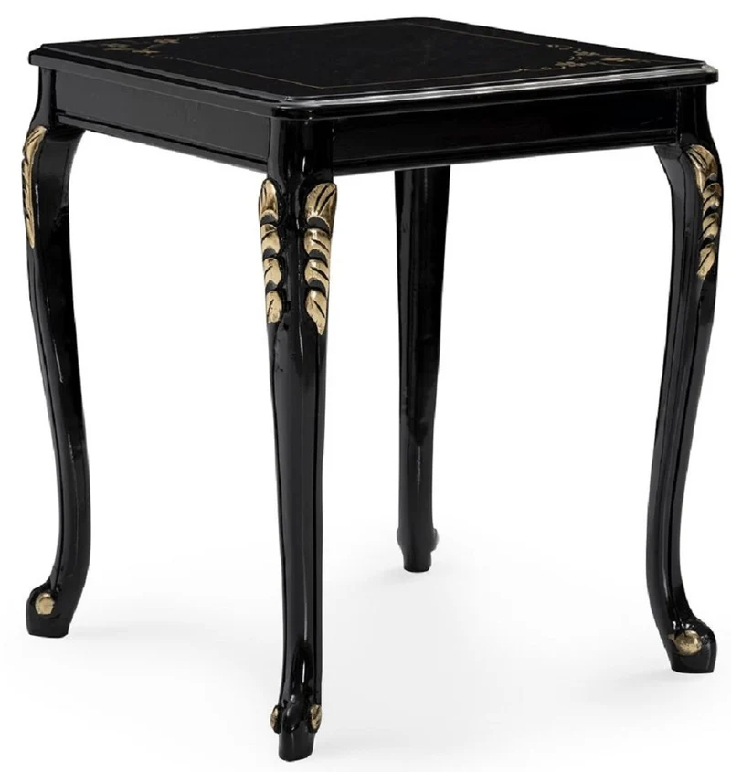 Casa Padrino Luxus Barock Beistelltisch Schwarz / Gold - Quadratischer Massivholz Tisch im Barockstil - Luxus Wohnzimmer Möbel im Barockstil - Barock Möbel - Edel & Prunkvoll