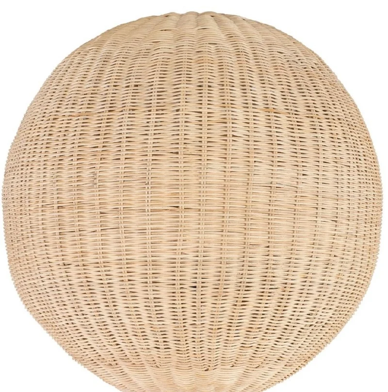 Casa Padrino Luxus Designer Stehleuchte Naturfarben Ø 60 x H. 225 cm - Runde Rattan Stehlampe - Wohnzimmer Stehleuchte - Luxus Leuchten - Luxus Stehleuchten