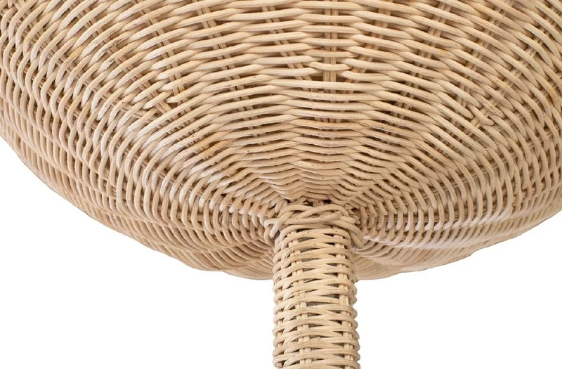 Casa Padrino Luxus Designer Stehleuchte Naturfarben Ø 60 x H. 225 cm - Runde Rattan Stehlampe - Wohnzimmer Stehleuchte - Luxus Leuchten - Luxus Stehleuchten
